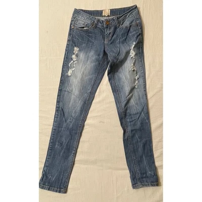 Pantalones de mezclilla ajustados Arden B para mujer talla 6 azules desgastados Foto 1 de 4