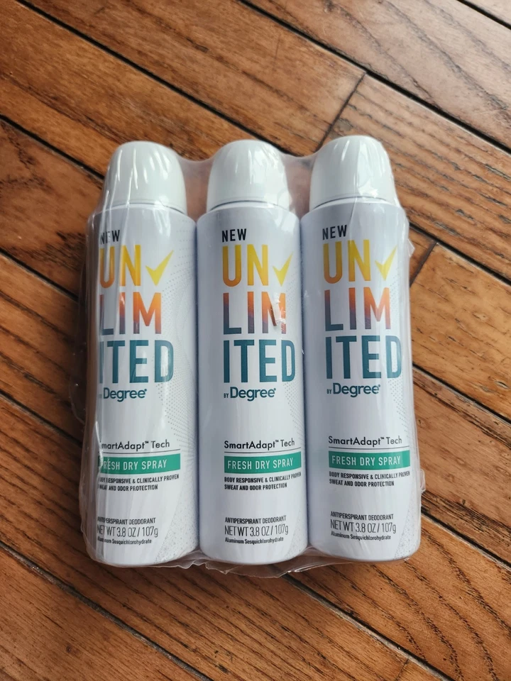 3 PACK Degree Unlimited Fresh Dry Spray Antiperspirant Deodorant 3.8 oz EXP 4/25 - Image 1 of 1