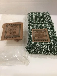 Country Windham Weavers Home Spun 100% Cotton Napkins Hunter Green 17” x 17” - Picture 1 of 6
