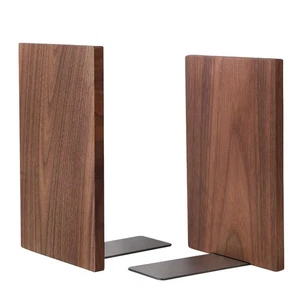 Handmade Walnut Book Ends, Non-Skid Bookends for Shelves, Large Sturdy Book E... - Foto 1 di 7