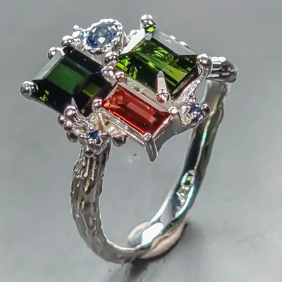 Anillo Turmalina Natural Calidad AAA IF Plata de Ley 925 Talla 8/R445969 Foto 1 de 4