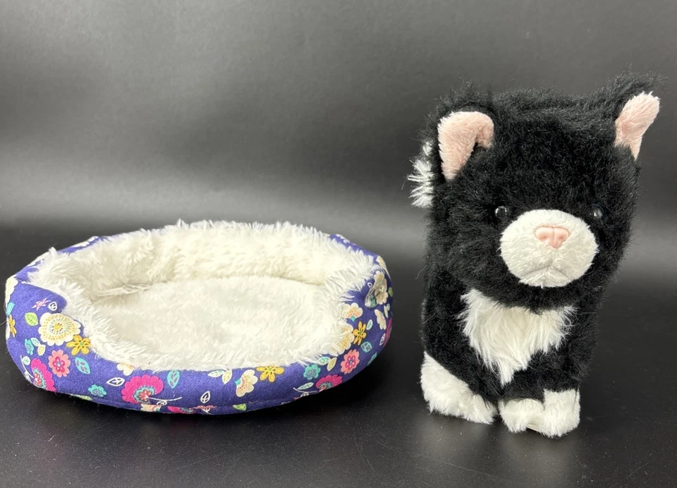 American Girl Negro Blanco Posable Regaliz Esmoquin Gato Muñeca Mascota Animal Cama Foto 1 de 4