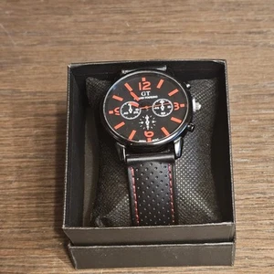 Reloj de cuarzo para hombre GT Grand Touring correa de silicona negra nuevo sin etiquetas nunca usado - Imagen 1 de 5