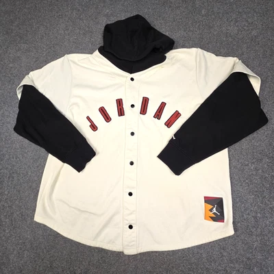 Jordan Jumper Mens XLARGE White spellout Snap hoodie Flight MVP fleece Size XL - image 1 of 4