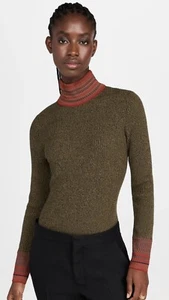 Wales Bonner Women Fusion Sweater Turtleneck Wool Khaki Green Size Small *NEW* - Picture 1 of 6