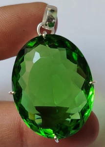 95.55 Ct. AAA+ Large Green Peridot Oval Cut 925 Silver Pendant Gift for Women - Picture 1 of 6