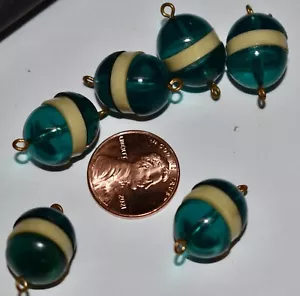 VINTAGE 6 PLASTIC OVAL CONNECTOR BALL BEADS • MOVABLE SECTIONS *13mm x 16mm - Picture 1 of 2