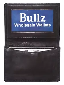 Genuine leather slim credit card ID holder mens and womens wallet Black - Picture 1 of 7