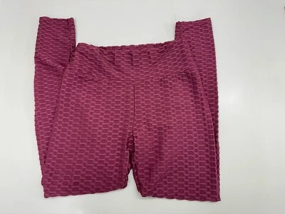 Nueva mezcla de leggings para mujer talla grande/XL rosa acanalado panal Foto 1 de 4