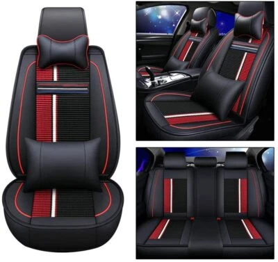 Car Seat Covers 5-Seats for Jaguar PU Leather Cushion Black Red luxury - Изображение 1 из 4