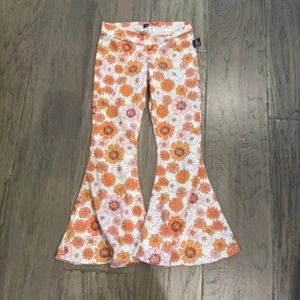 Girls Floral Bell Bottom Stretch Pants Size 5 - Picture 1 of 4