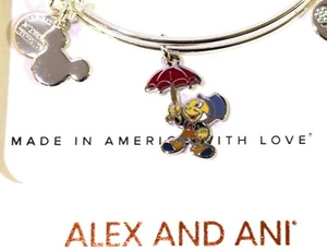 Disney Alex & Ani Jiminy Cricket Bracelet Red Umbrella Bangle - Picture 1 of 3