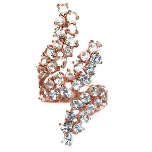 Gmestone Aqua Blue Aquamarine & Sky Blue Topaz Ring 925 Silver Sterling - Picture 1 of 4