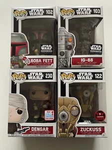 Star Wars Funko Pop Lot Boba Fett 102, IG-88 103, Zuckuss 122, Dengar 230 - Bild 1 von 7