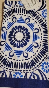 NEW Kitchen Towel 100% COTTON DISH TOWEL Modern  Mandala Blue White - Picture 1 of 3