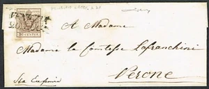 Italy c.1850 Lombardy and Venetia Cover Venezia-Verona 30c Brown VENEZIA cancel - Picture 1 of 2