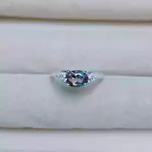 Alexandrite Ring 925 Sterling Silver Ring Alexandrite Color Change Stone Jewelry - Picture 1 of 4