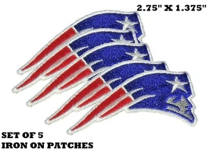 LOT of 5 New England Patriots Embroidered Iron On Patches Football Logo - Picture 1 of 2