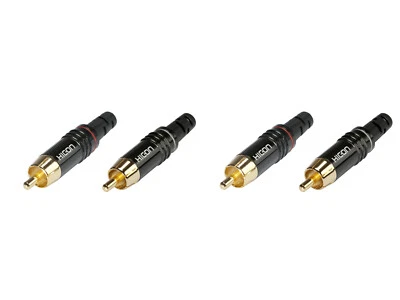 4 x Hicon HI-CM06 Cinchstecker vergoldet RCA Sommercable RCA Cinch Connector
