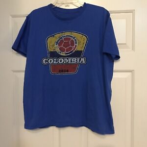 2014 Columbia Futbol Soccer Blue T Shirt Kids Large
