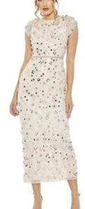 Vestido midi Mac Duggal $698 floral adornado con lentejuelas rubor talla 4 nuevo con etiquetas - Imagen 1 de 10