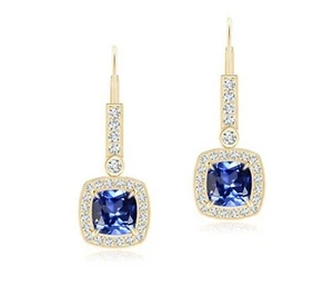 14KT Gold 4.70Ct Natural Royal Blue Tanzanite IGI Certified Diamond Earrings - Picture 1 of 3