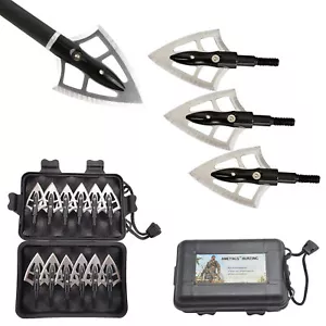 6/12 X Archery Broadhead Arrowhead Stainless Steel Field Points Bow Hunting - Picture 1 of 7