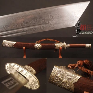Espada china tradicional de palo de rosa de 33"" Dragón y tigre espada de ancho de acero plegado - Imagen 1 de 12