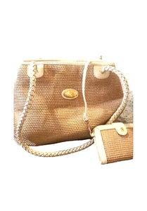 Bolso de mano Etienne Aigner tejido de yute de paja/cuero marfil de colección/bolso de hombro y CARTERA - Imagen 1 de 13