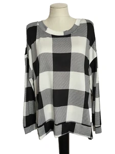 SECRET TREASURES SOFT HACCI KNIT CHECKED MIX MATCH Long Sleeve Top Sz 2X - Picture 1 of 9