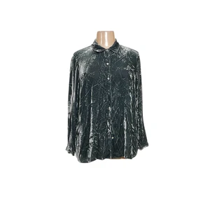 J.JILL Green Velvet Button-Up Top XL - Picture 1 of 4