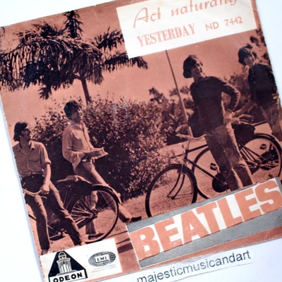 ORIGINAL 1965 NORWAY BICYCLE COVER THE BEATLES ACT NATURALLY 7" VINYL YESTERDAY - Image 1 of 4