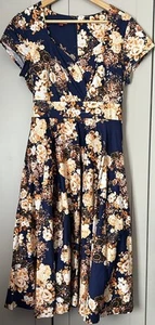 Joe Browns Dress Vintage Style Floral Fit & Flare Short Sleeve UK 14 - Picture 1 of 6