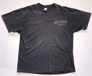 VTG 90s Single Stitch T-Shirt Men XL Faded Gray Striped North Carolina DELTA USA - Picture 1 of 16