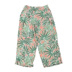 Sigrid Olsen Leinenhose Damen Größe L Koralle Palmblätter Cropped Taschen - Bild 1 von 6