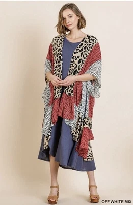 Kimono Umgee Nuevo sin Etiquetas Estampado Animal Ajuste Largo y Acampanado Frente Abierto M/L Foto 1 de 4