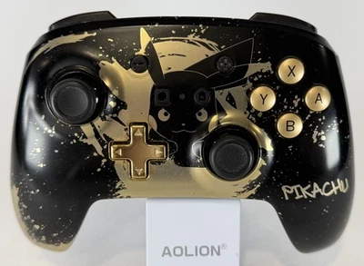 NINTENDO SWITCH POWERA PIKACHU BLACK & GOLD CONTROLLER *TESTED & WORKING* - Image 1 of 2