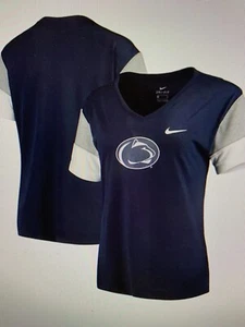 Penn State Nittany Lions NCAA Nike Women's Breathe Team Sleeve V-Neck T-Shirt - Picture 1 of 8