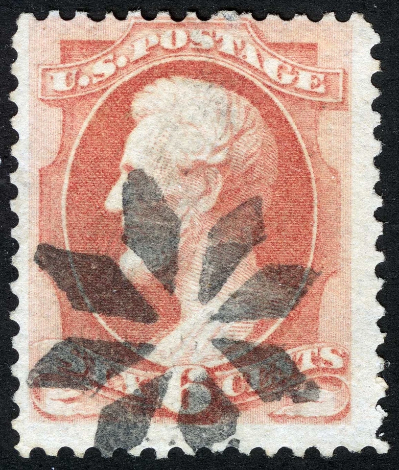 US Sc 159 Dull Pink 6¢ 1870 CBCo Black SimpsonHerst Trcg 1030 Cxl Waterbury Conn - Image 1 of 1