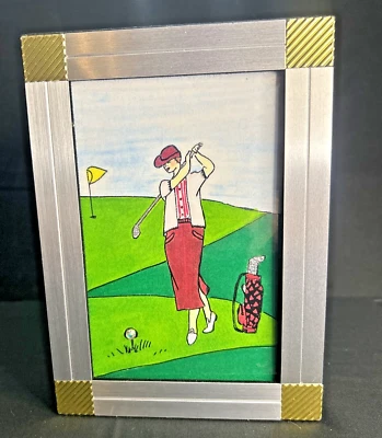 Álbum de fotos mujer jugando al golf metal plateado terciopelo negro tiene capacidad para 100 fotos de 4”x6” LEER Foto 1 de 4