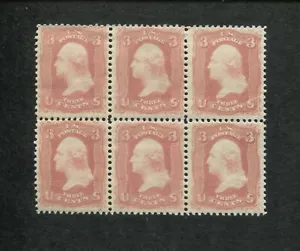 United States Postage Stamp #65 Mint F/VF Block of 6 (5 MNH) (1 Hinged) - Picture 1 of 2