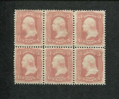 United States Postage Stamp #65 Mint F/VF Block of 6 (5 MNH) (1 Hinged) - Image 1 of 2