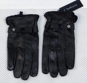 Guantes de cuero negro Van Heusen para hombre nuevos con etiquetas - Imagen 1 de 2