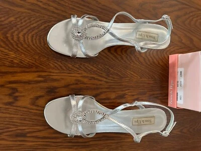 Zapatos de graduación de boda plateados talla 12 pedrería Foto 1 de 4