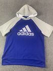 Adidas Mens Short Sleeve Pullover Hoodie Size M Blue/Gray