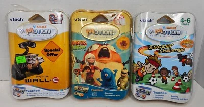 VTech V.smile V-Motion 3 Game Lot Wall-e, Monster Vs Aliens, Soccer Challenge - Image 1 of 4