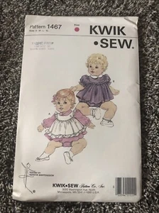 Kwik Sew 1467 Dress, Pinafore & Panties Baby S-XL (0-18 Month) Pattern Uncut - Picture 1 of 2