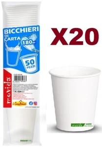 1000 180ml organic paper glasses for water cappuccino coffee movida - Picture 1 of 3