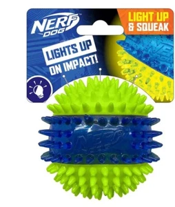 *NEW* Nerf Dog LED Light Up Dental Spikes Squeak Ball Dog Toy, 2.7 inches - Picture 1 of 5