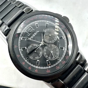 Fossil FS-4123 Arkitekt Black Dial/Band Mens Chronograph Watch, New Battery 7” - Picture 1 of 14